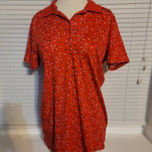 Land's End Ladies Short Sleeved Polo Shirt M/T 10-12 long 4th of July pattern
